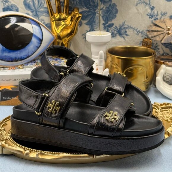 🆕 TORY BURCH 🧿 NWOB Kira Sport Sandal, Black Leather Dad Sandal - Sz 6.5 US - Picture 7 of 13